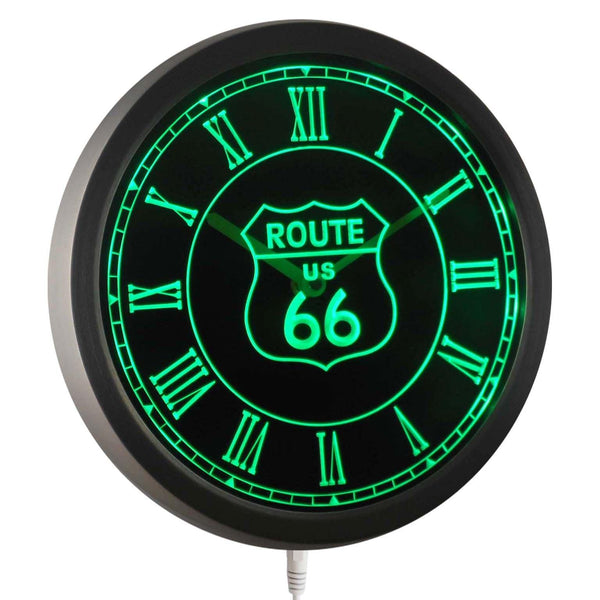 ADVPRO Route US 66 Neon Sign LED Wall Clock nc0702 - Green
