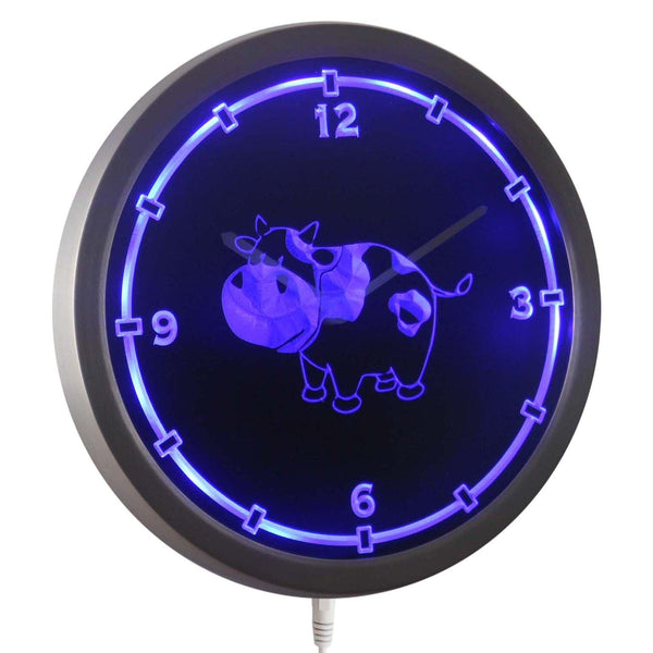 ADVPRO Cow Neon Sign LED Wall Clock nc0703 - Blue