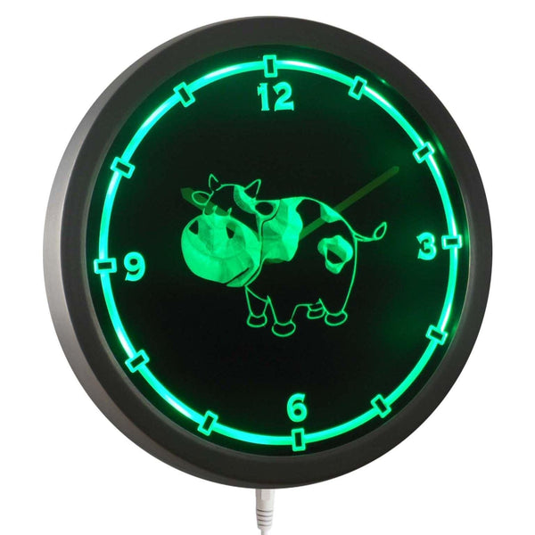 AdvPro - Cow Neon Sign LED Wall Clock nc0703 - Neon Clock