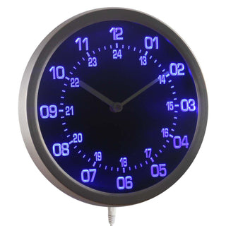 ADVPRO 24 Hour Military World Time Zone Amateur Neon Sign LED Wall Clock nc0705 - Blue