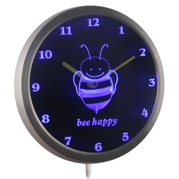 ADVPRO Bee Children Room Neon Sign LED Wall Clock nc0711 - Blue