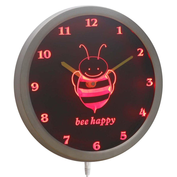 ADVPRO Bee Children Room Neon Sign LED Wall Clock nc0711 - Red