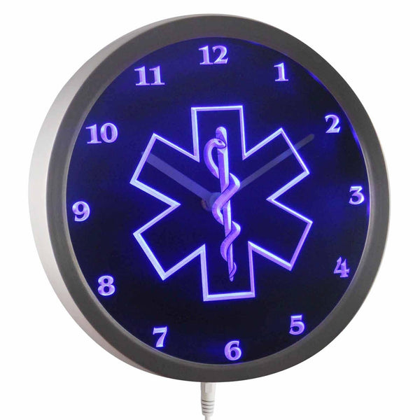 ADVPRO EMS Paramedic Neon Sign LED Wall Clock nc0713 - Blue