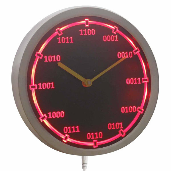 ADVPRO Binary Index Neon Sign LED Wall Clock nc0714 - Red