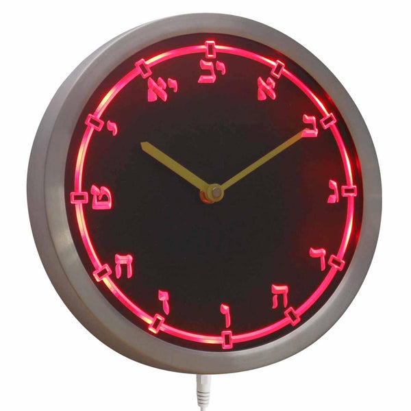 ADVPRO Hebrew Numbers Jewish Temple School Neon Sign LED Wall Clock nc0715 - Red