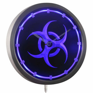 ADVPRO Bioharzard Warning Neon Sign LED Wall Clock nc0717 - Blue