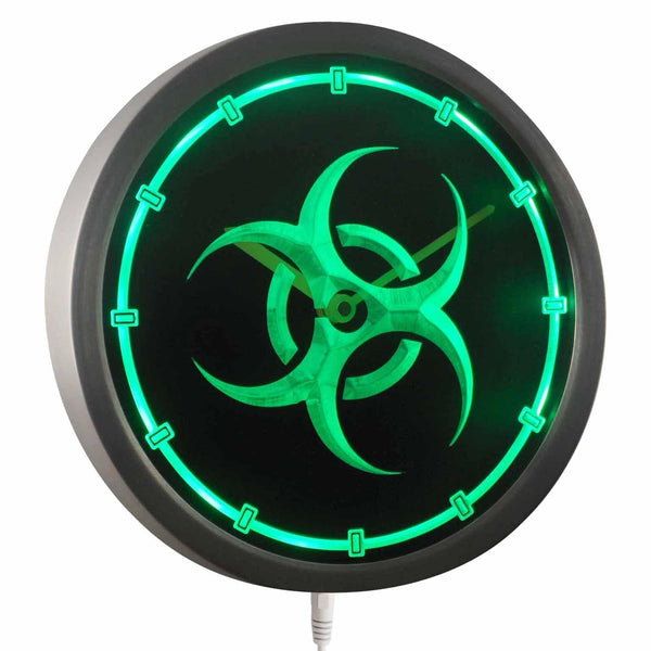 ADVPRO Bioharzard Warning Neon Sign LED Wall Clock nc0717 - Green