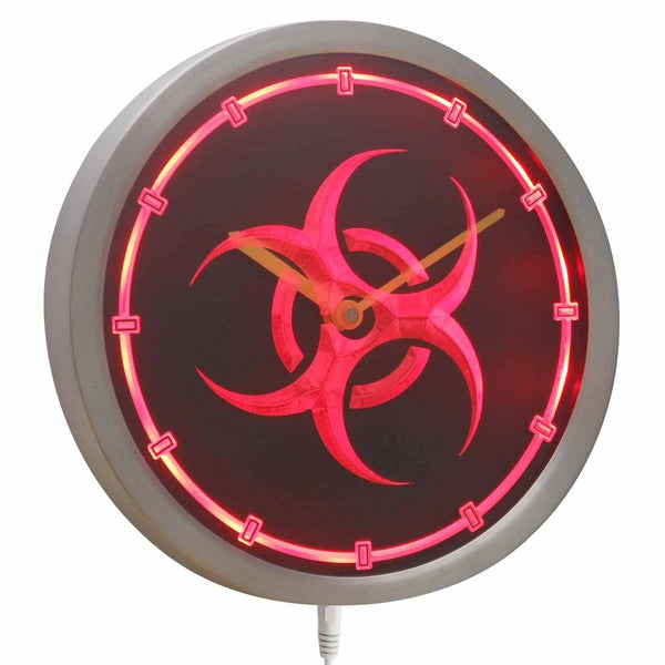 ADVPRO Bioharzard Warning Neon Sign LED Wall Clock nc0717 - Red