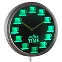 ADVPRO Coffee Time Neon Sign LED Wall Clock nc0718 - Green