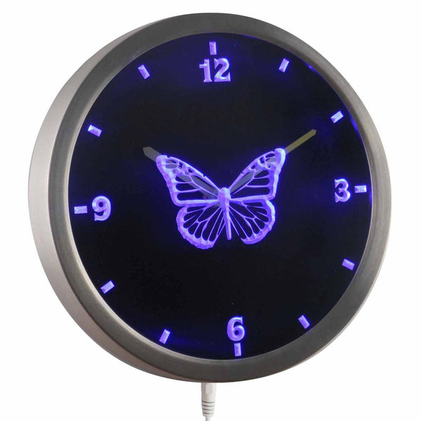 ADVPRO Butterfly Girl Kids Night Light Neon Sign LED Wall Clock nc0918 - Blue