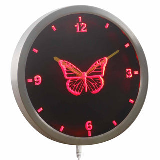 ADVPRO Butterfly Girl Kids Night Light Neon Sign LED Wall Clock nc0918 - Red
