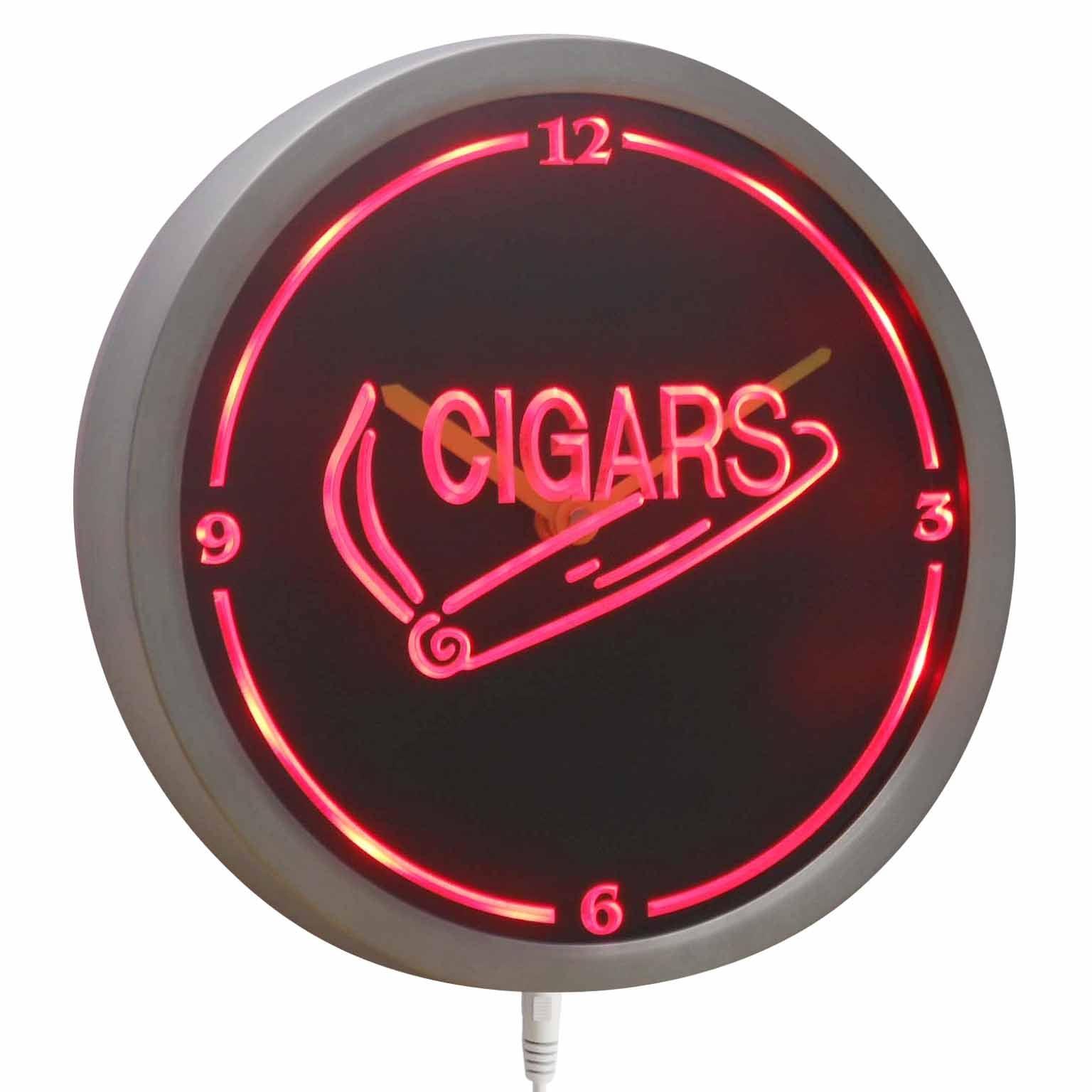 ADVPRO Cigars Smoke Decor Room Neon Sign LED Wall Clock nc0921