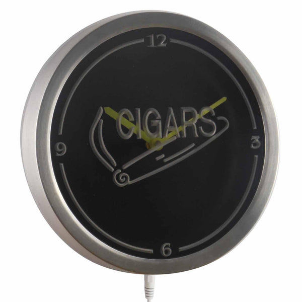 ADVPRO Cigars Smoke Decor Room Neon Sign LED Wall Clock nc0921 - Multi-color