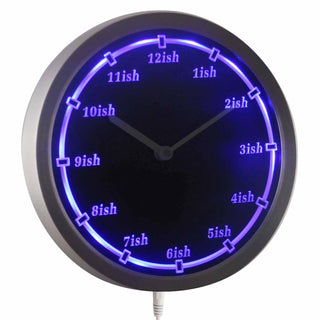 ADVPRO ISH Late Tardy Time Around Kind Almost Neon Sign LED Wall Clock nc0922 - Blue