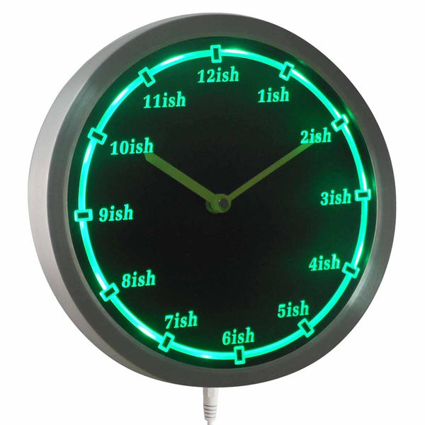 ADVPRO ISH Late Tardy Time Around Kind Almost Neon Sign LED Wall Clock nc0922 - Green