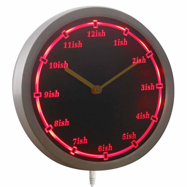 ADVPRO ISH Late Tardy Time Around Kind Almost Neon Sign LED Wall Clock nc0922 - Red