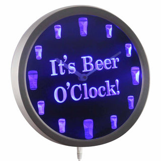 ADVPRO It's Beer O'Clock Bar Decor Neon Sign LED Wall Clock nc0923 - Blue