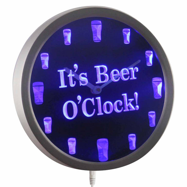 ADVPRO It's Beer O'Clock Bar Decor Neon Sign LED Wall Clock nc0923 - Blue