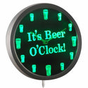 ADVPRO It's Beer O'Clock Bar Decor Neon Sign LED Wall Clock nc0923 - Green