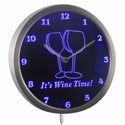 ADVPRO It's Wine Time Bar Beer Decor Neon Sign LED Wall Clock nc0924 - Blue