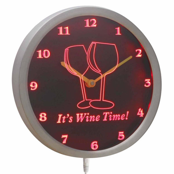 AdvPro - It's Wine Time Bar Beer Decor Neon Sign LED Wall Clock nc0924 - Neon Clock