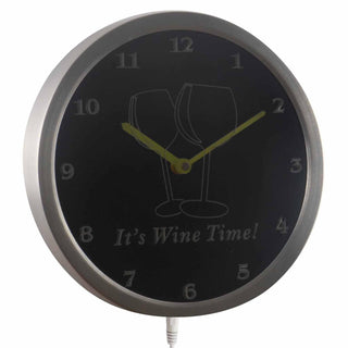ADVPRO It's Wine Time Bar Beer Decor Neon Sign LED Wall Clock nc0924 - Multi-color