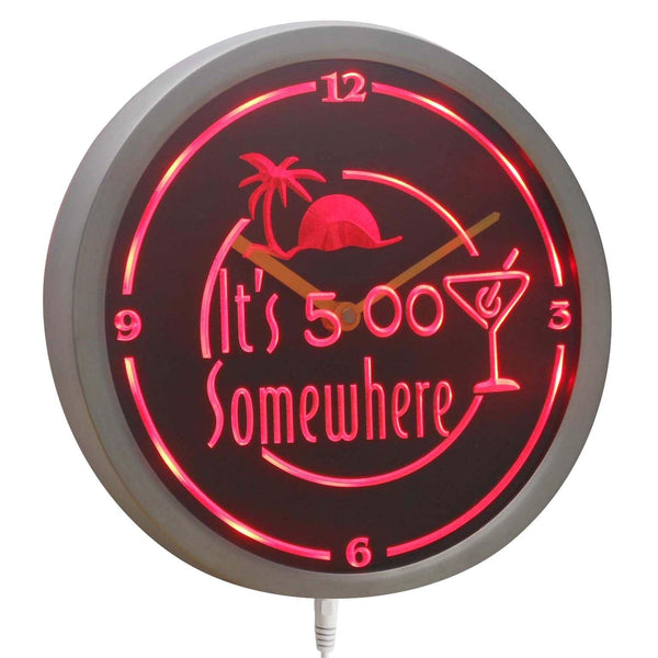 ADVPRO It's 5pm Somewhere Bar Beer Neon Sign LED Wall Clock nc0926 - Red