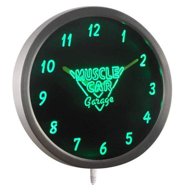 ADVPRO Muscle Car Garage Man Cave Neon Sign LED Wall Clock nc0943 - Green