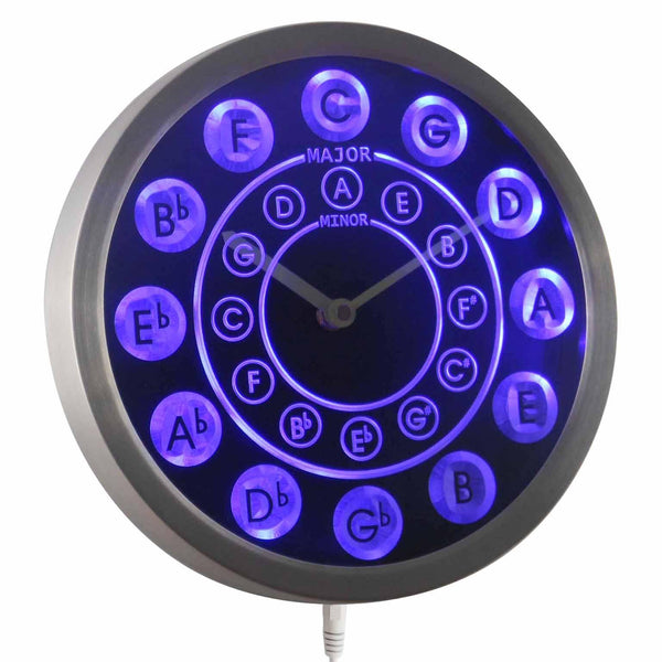 ADVPRO Circle of Fifths Guitar Music Neon Sign LED Wall Clock nc0945 - Blue