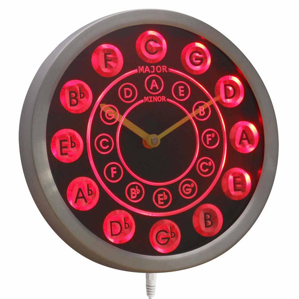 ADVPRO Circle of Fifths Guitar Music Neon Sign LED Wall Clock nc0945 - Red