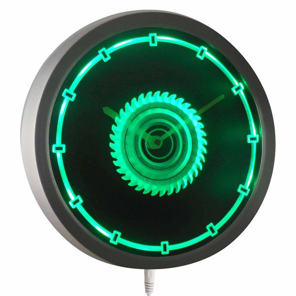 ADVPRO Circular Saw Blade Carpenter Gift Neon Sign LED Wall Clock nc0946 - Green