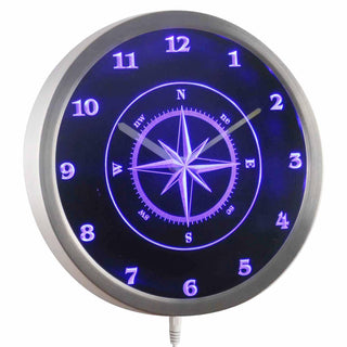 ADVPRO Compass Navigation Neon Sign LED Wall Clock nc0947 - Blue