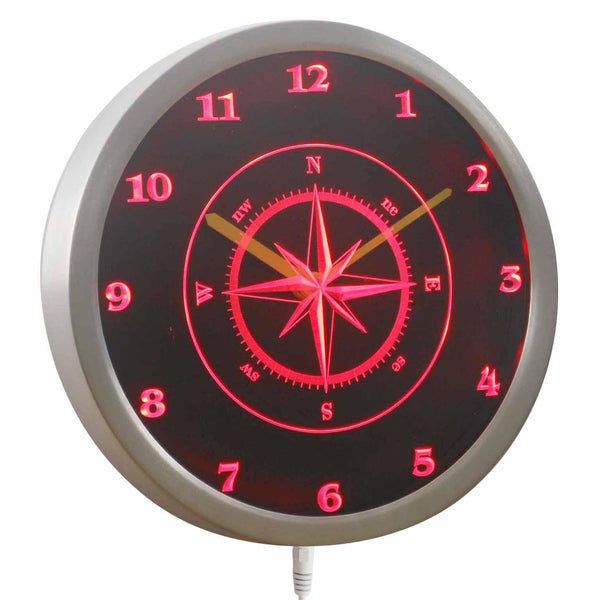 ADVPRO Compass Navigation Neon Sign LED Wall Clock nc0947 - Red