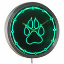 ADVPRO Dog Paw Print Pet Shop Neon LED Wall Clock nc0949 - Green