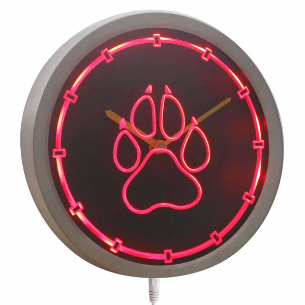 AdvPro - Dog Paw Print Pet Shop LED Neon Wall Clock nc0949 - Neon Clock