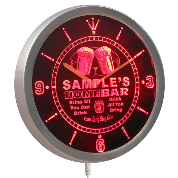 AdvPro - Home Bar Personalized Your Bar Pub Kitchen Sign Neon LED Wall Clock Blue ncp-tm - Neon Clock