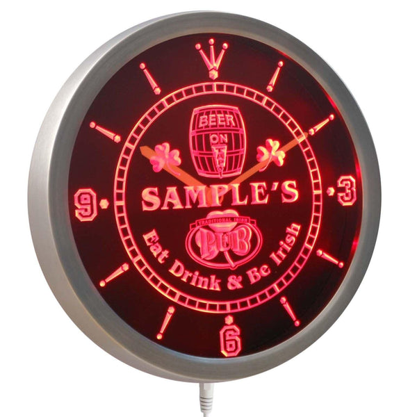 AdvPro - Irish Pub Shamrock Personalized Your Bar Pub Sign Neon LED Wall Clock ncpa-tm - Neon Clock