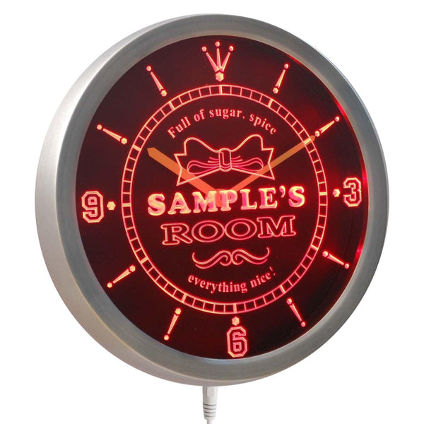 AdvPro - Girl Boy Kids Room Personalized Your Ribbion LED Neon Wall Clock ncpe-tm - Neon Clock