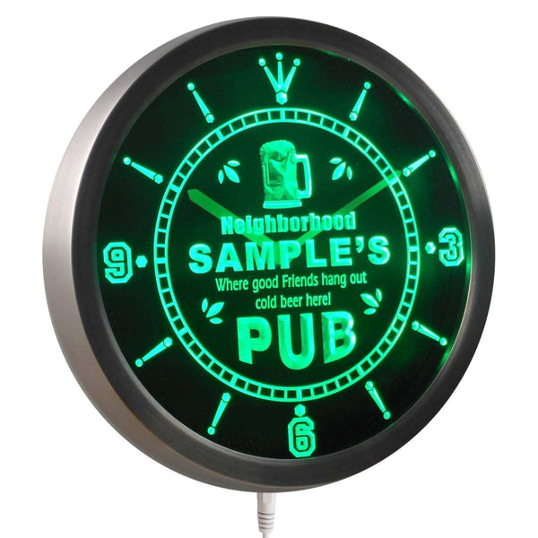 AdvPro - Neigborhood Pub Personalized Your Bar Beer Mug LED Neon Wall Clock ncpg-tm - Neon Clock