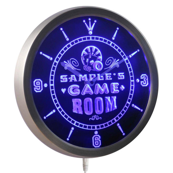 ADVPRO Game Room Personalized Your Name Bar Beer Sign Neon LED Wall Clock ncpl-tm - Blue