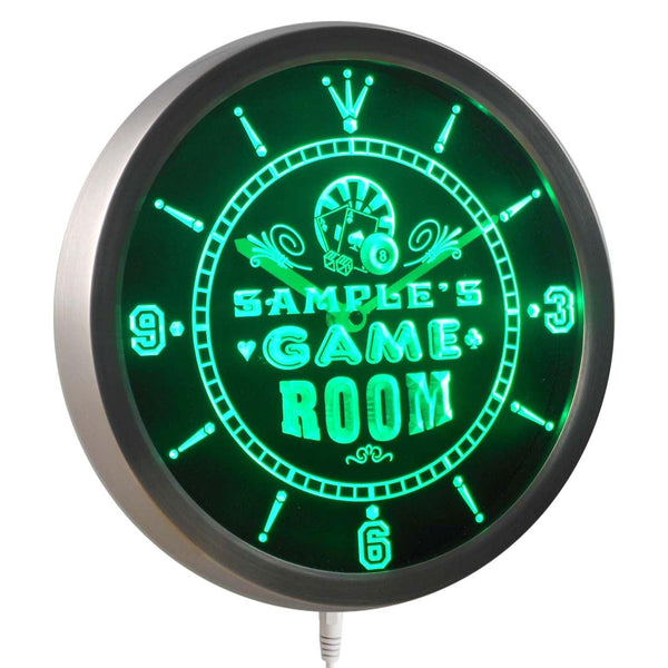 ADVPRO Game Room Personalized Your Name Bar Beer Sign Neon LED Wall Clock ncpl-tm - Green