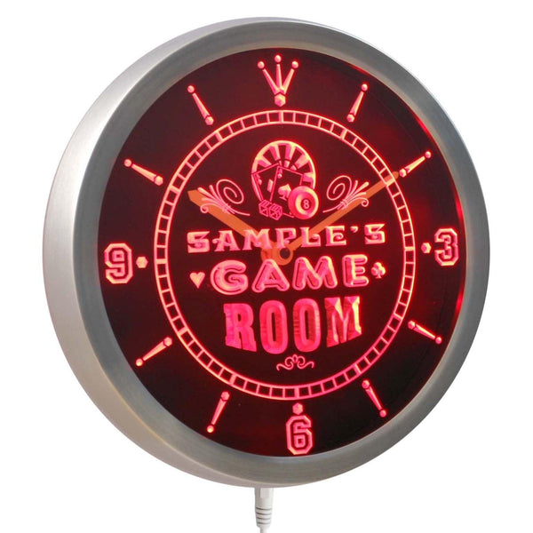 AdvPro - Game Room Personalized Your Bar Beer Sign Neon LED Wall Clock ncpl-tm - Neon Clock