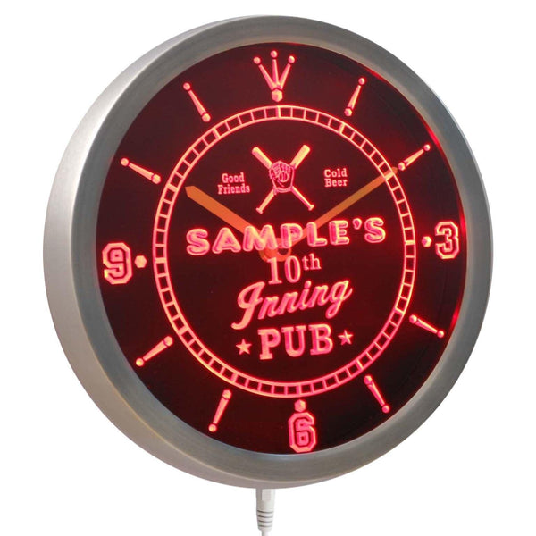 AdvPro - Baseball 10th Inning Pub Personalized Your Bar LED Neon Wall Clock ncpo-tm - Neon Clock
