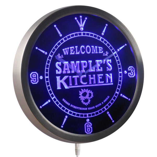 ADVPRO Welcome Kitchen Personalized Your Name Beer Home Sign Neon LED Wall Clock ncps-tm - Blue