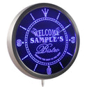 ADVPRO Bistro Welcome Personalized Your Name Beer Home Bar Sign Neon LED Wall Clock ncpt-tm - Blue