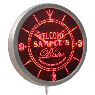 ADVPRO Bistro Welcome Personalized Your Name Beer Home Bar Sign Neon LED Wall Clock ncpt-tm - Red