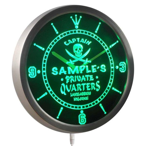 AdvPro - Private Quarters Pirate Personalized Your Bar Beer LED Neon Wall Clock ncpw-tm - Neon Clock