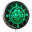 ADVPRO Social Club Personalized Your Name Bar Pub Beer Mug Neon Sign LED Wall Clock ncpz-tm - Green