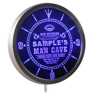 ADVPRO Name Personalized Custom Man Cave Football Bar Beer Neon Sign LED Wall Clock ncqa-tm - Blue