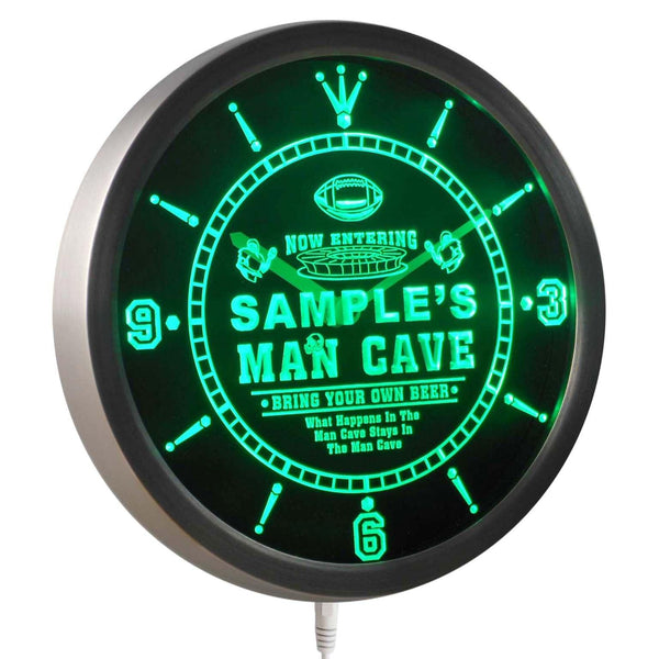 ADVPRO Name Personalized Custom Man Cave Football Bar Beer Neon Sign LED Wall Clock ncqa-tm - Green